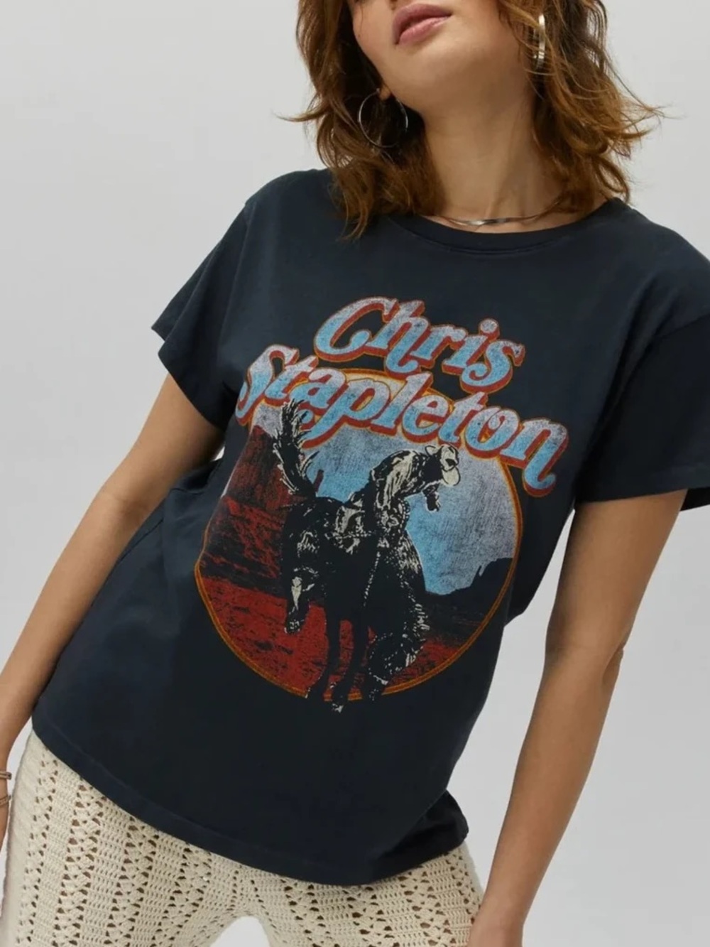 🤠 Daydreamer Chris Stapleton Cowboy Graphic Tee Blue Size S NWT